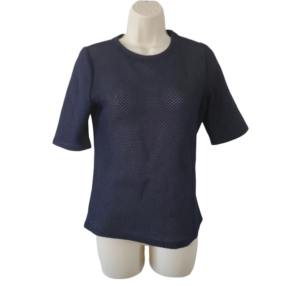 ANN TAYLOR Knit Short Sleeve Top Navy Blue Size XS - Picture 1 of 9